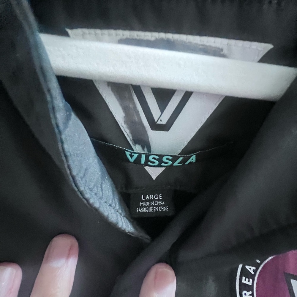 Men's Vissla Eco Windbreaker Jacket Blue  Large. Waterproof Lined Outdoor EUC - Picture 3 of 7